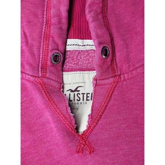 Y2K Hoco Hollister Hoodie Pink Size Med Prep Casual Fuscia Sweatshirt Distressed - Picture 7 of 14